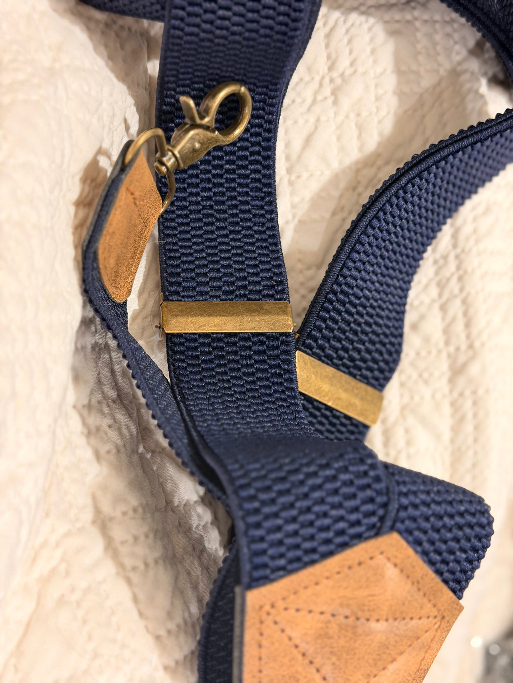 Soft stretchy retro vintage look suspenders - Navy