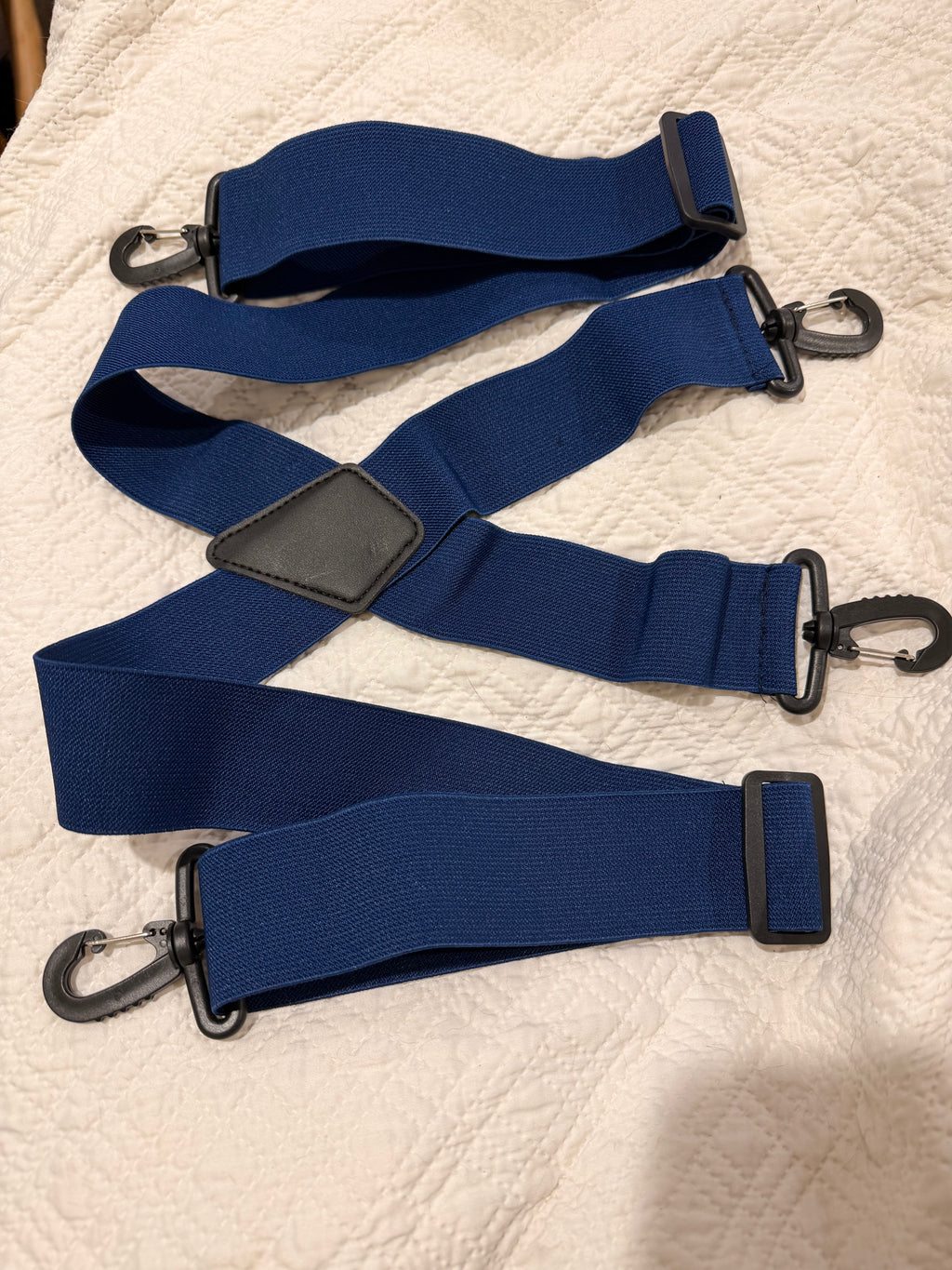 Navy Extra Wide Band X Back Suspenders - Heavy Duty