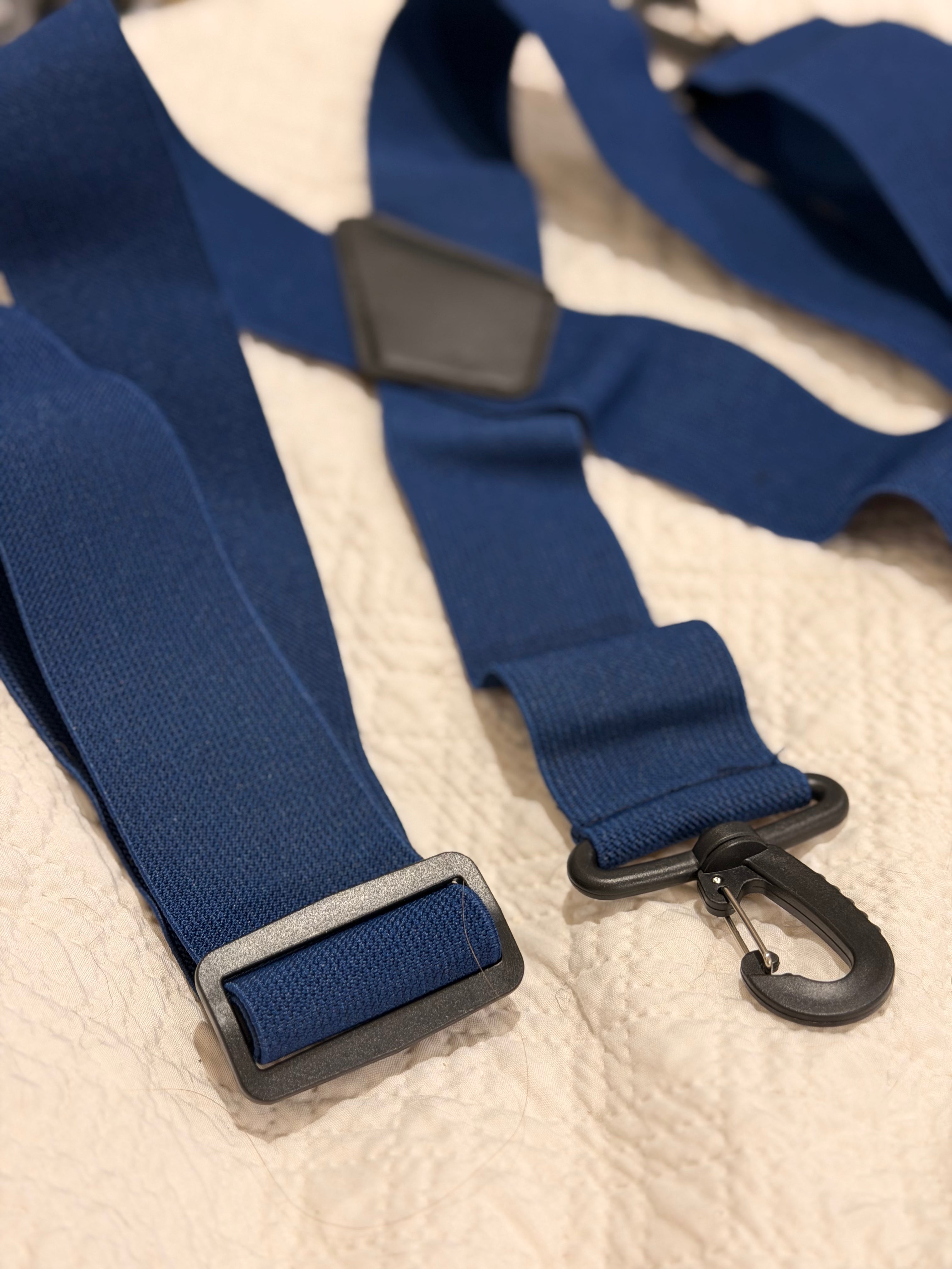 Navy Extra Wide Band X Back Suspenders - Heavy Duty