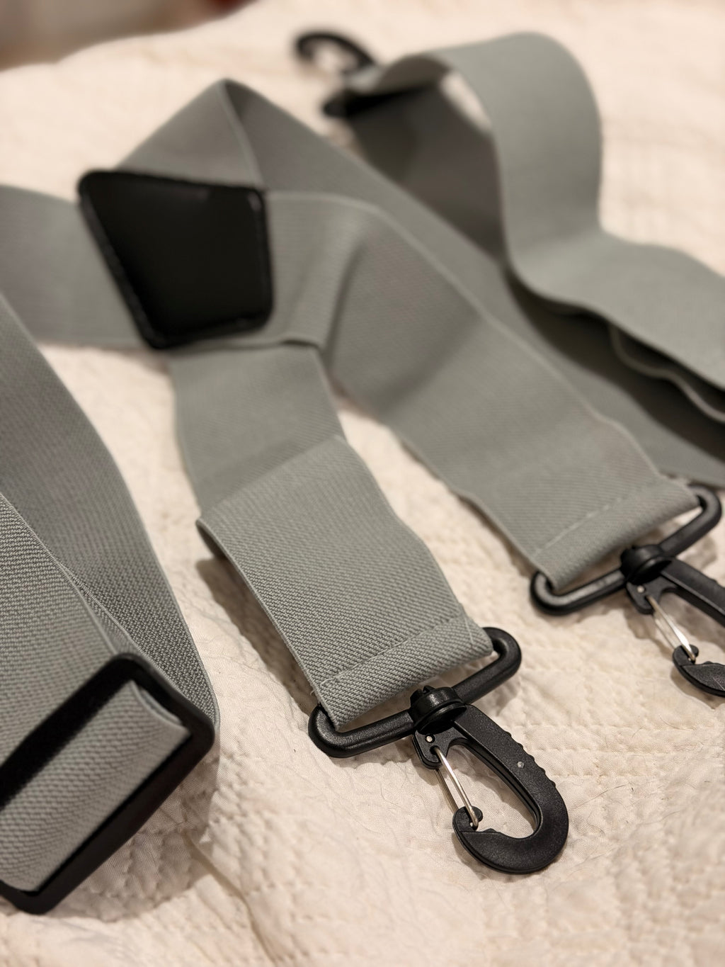 Grey Extra Wide Band X Back Suspenders - Heavy Duty