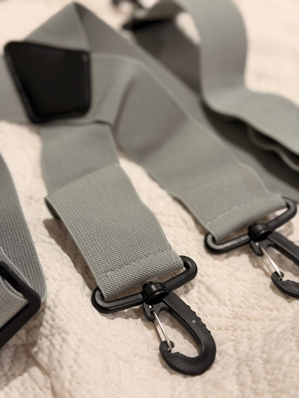 Grey Extra Wide Band X Back Suspenders - Heavy Duty