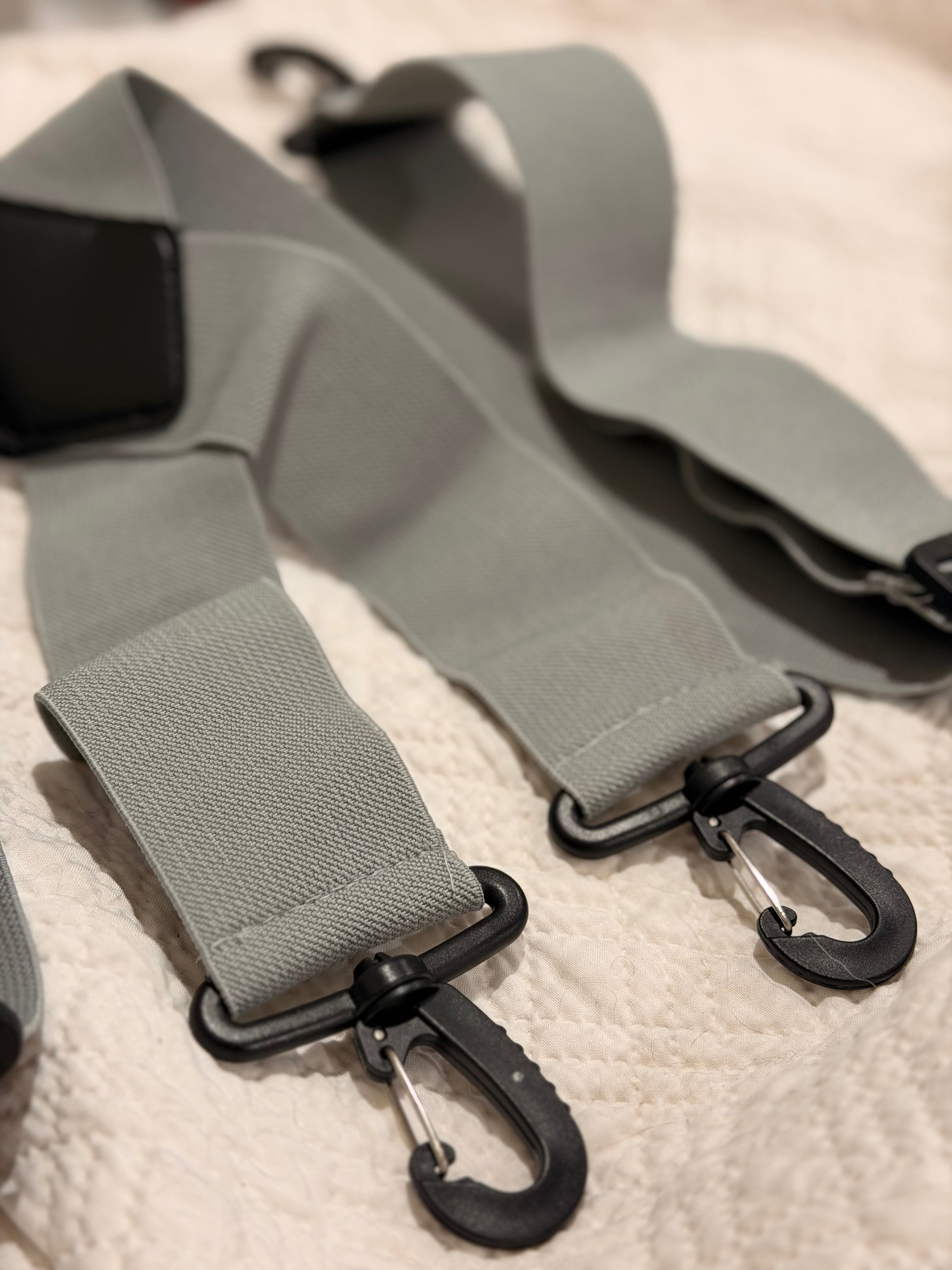 Grey Extra Wide Band X Back Suspenders - Heavy Duty