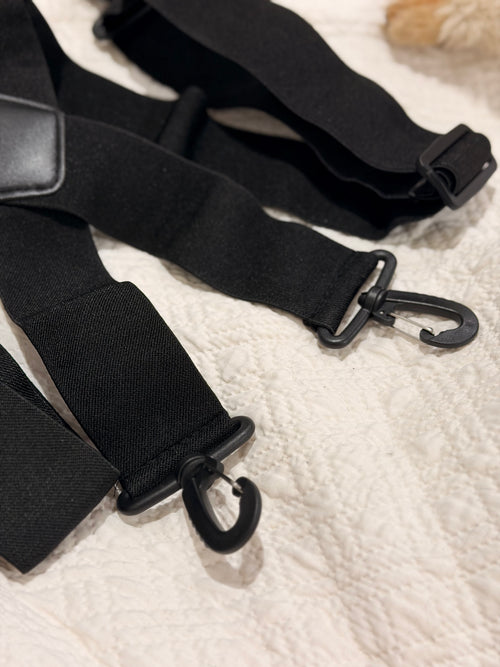 Black Extra Wide Band X Back Suspenders - Heavy Duty