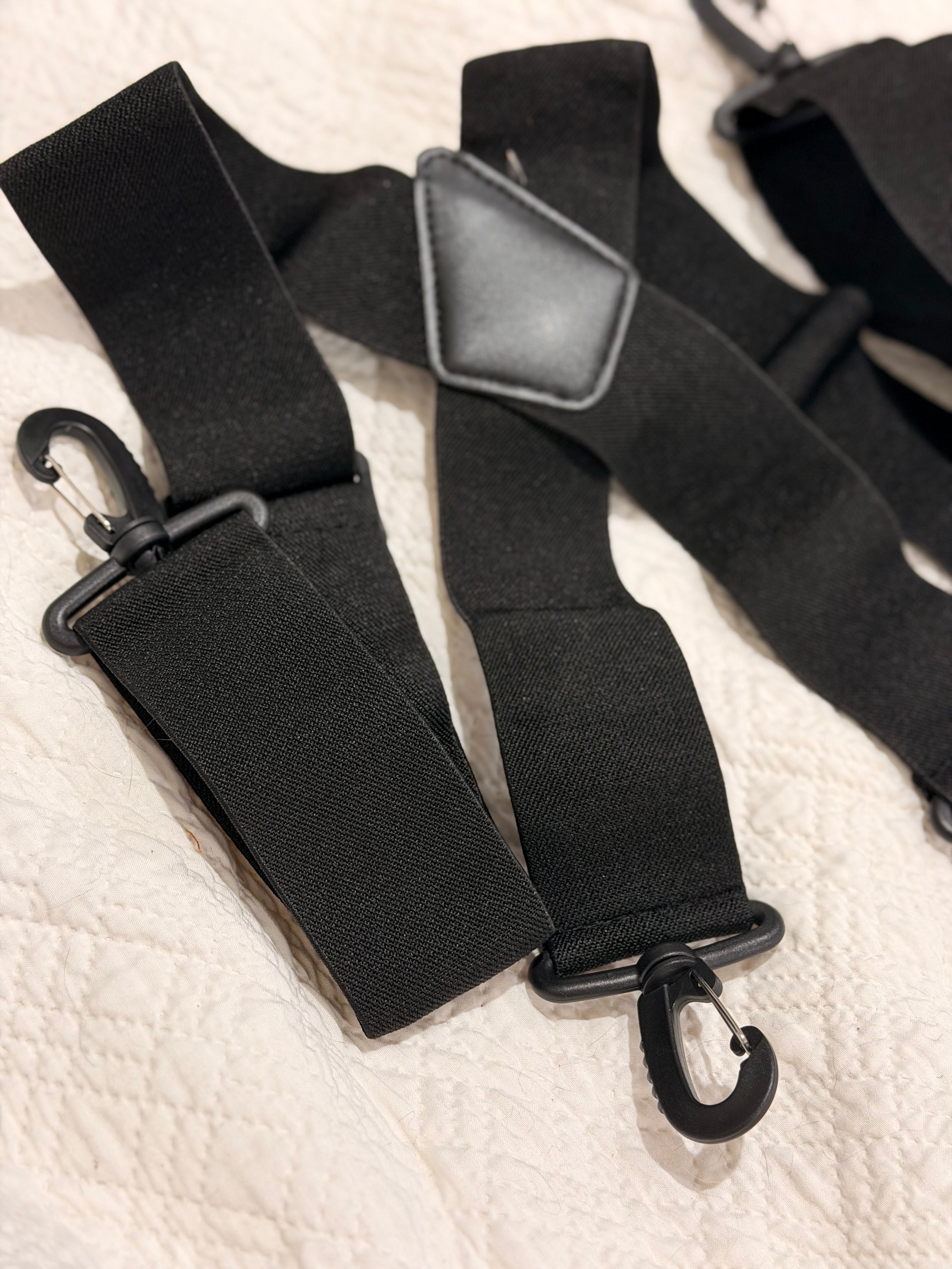 Black Extra Wide Band X Back Suspenders - Heavy Duty