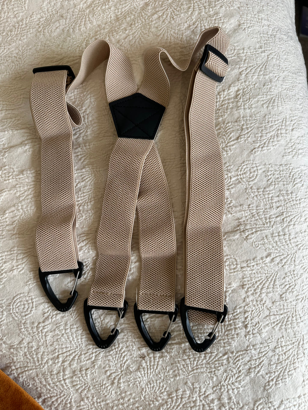 Workwear - X Back Beige Suspenders