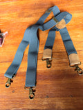 Vintage Clasp Brass-look Suspenders - Grey/Blue