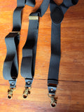 Black Y Back Vintage Brass-look suspenders